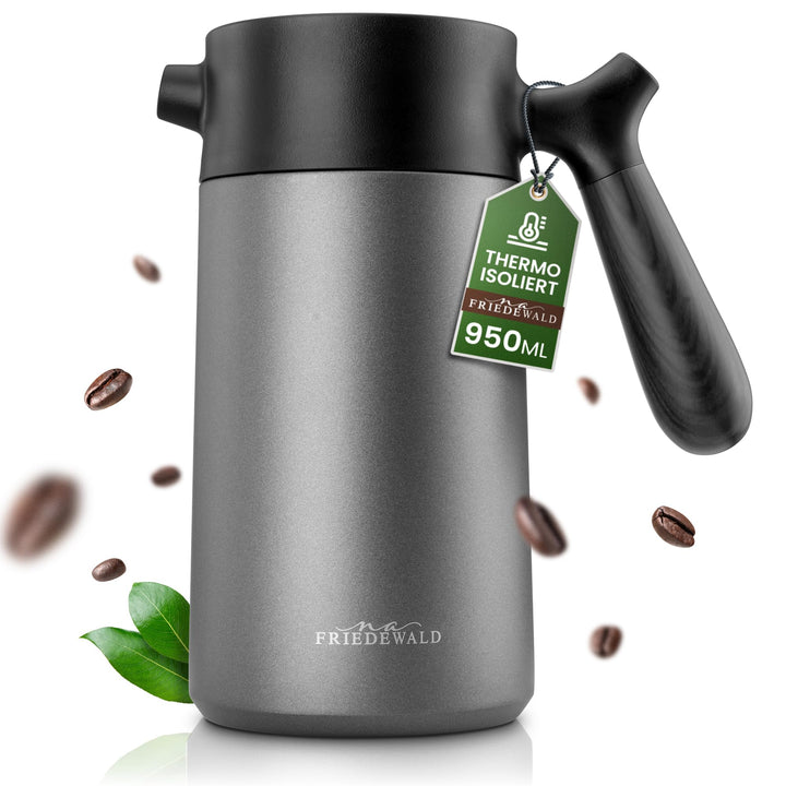 Friedewald® Thermo French Press - für Kaffee & Tee - 1L/8 Tassen - für Camping und Zuhause - doppelw