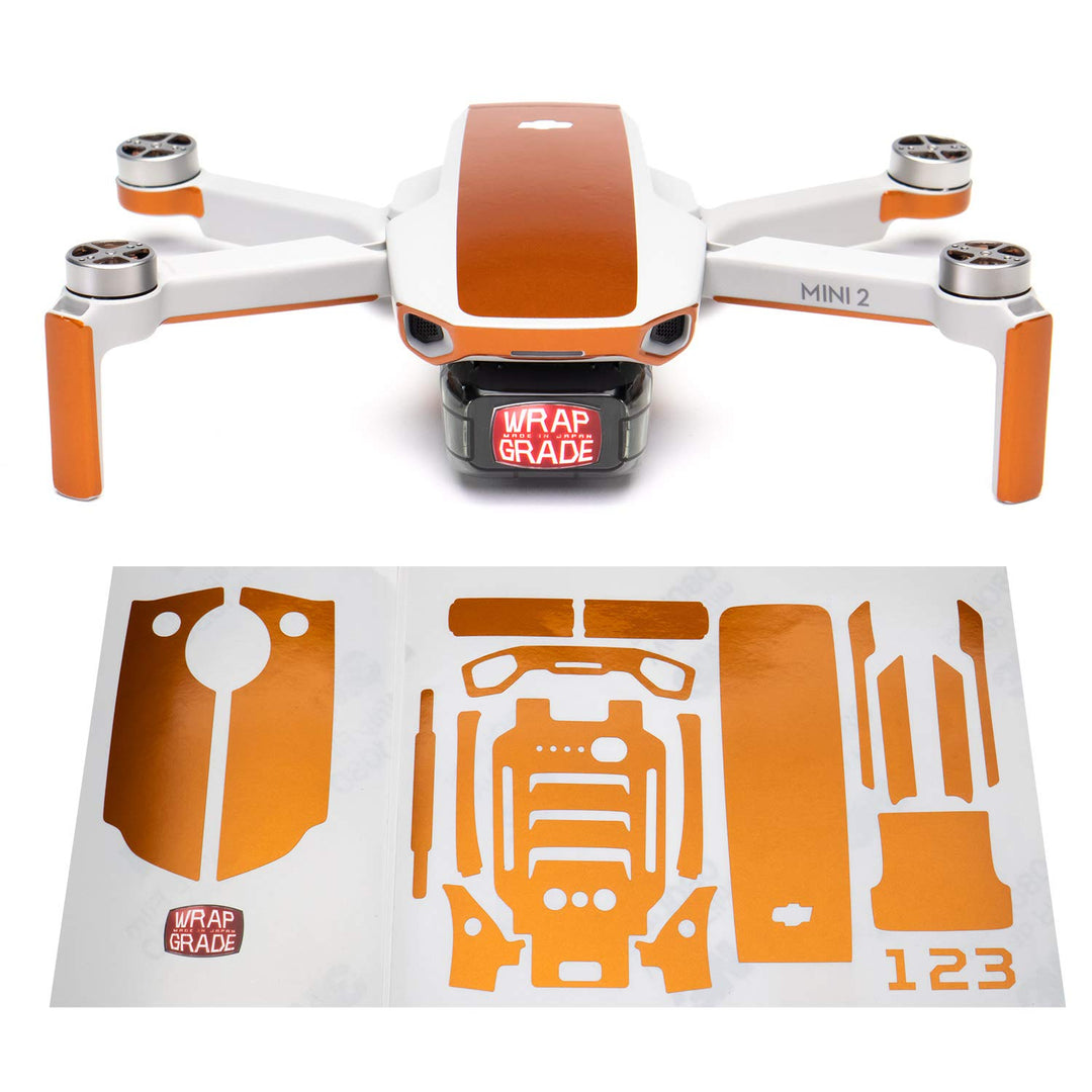 Wrapgrade Skin Sticker Set Kompatibel mit DJI Mini 2 | Akzentfarbe (BUTTERFLY COPPER), Butterfly Cop