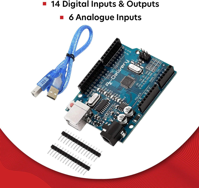 AZDelivery 5 x Mikrocontroller Board AZ-ATmega328-Board mit USB-Kabel inklusive E-Book!, 5