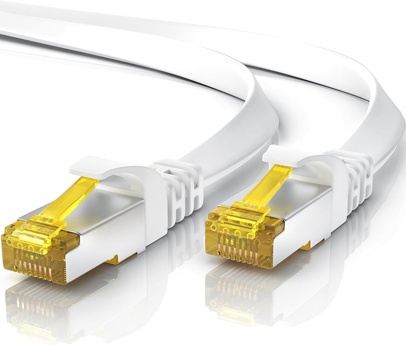 20m CAT 7 Netzwerkkabel Flach - Ethernet Kabel - Gigabit Lan 10 Gbit s - Patchkabel - Flachbandkabel