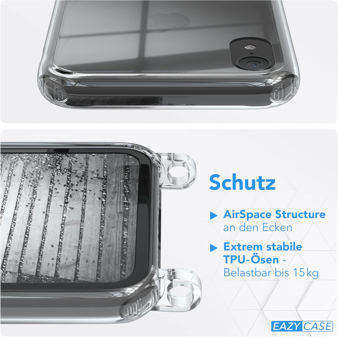 EAZY CASE Handykette kompatibel mit iPhone XR Handyhülle mit Metall Umhängeband und Ersatz Kordel sc