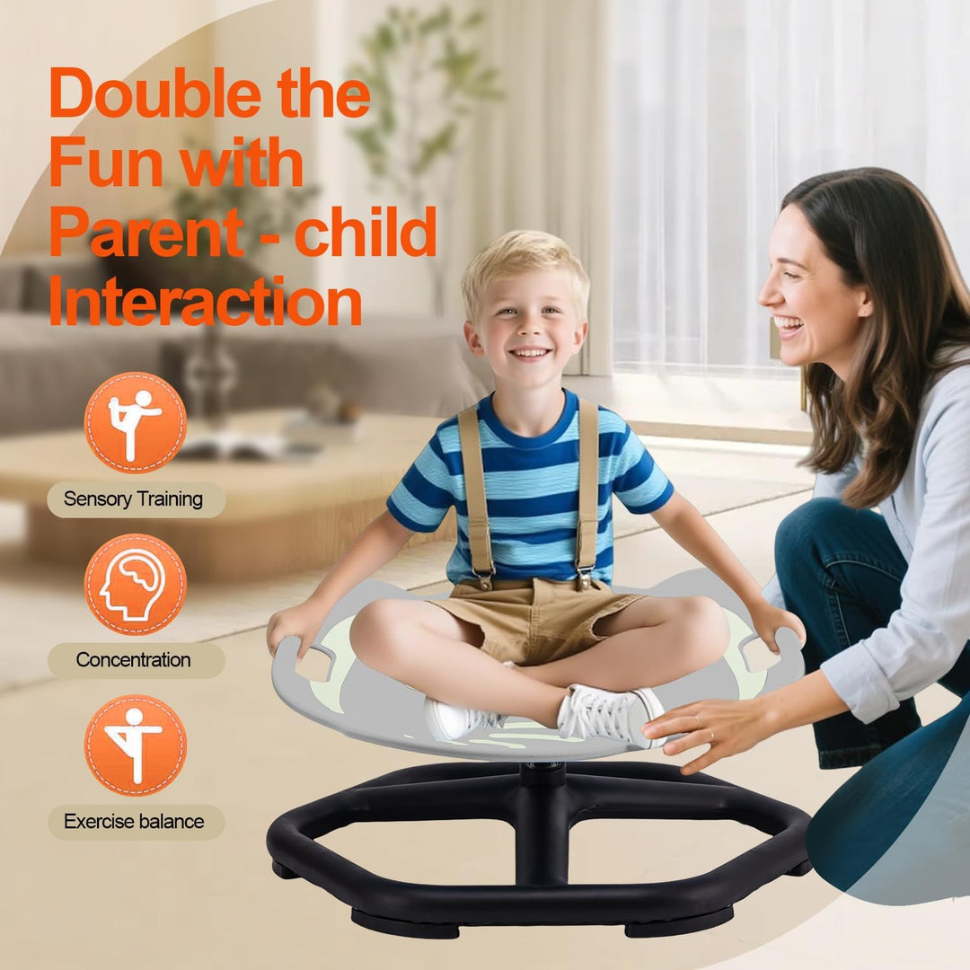 Karussell Kinder Drehstuhl mit Griff und Selbstleuchtender Sitz Sensorischer Drehstuhl für Kinder Se