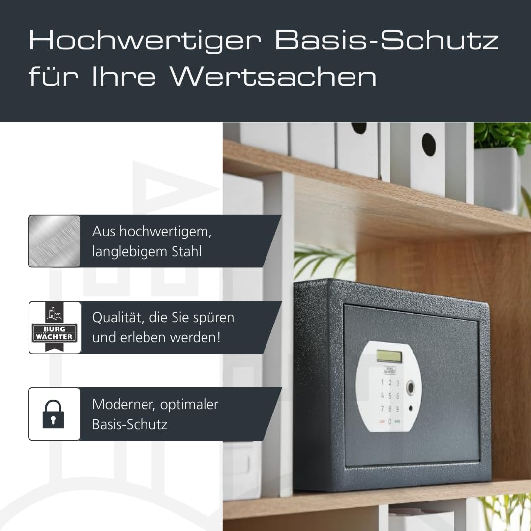 Burg-WÄCHTER Möbeltresor mit elektronischem Zahlenschloss und Fingerabdruck, Inkl. Fachboden, Zur Wa