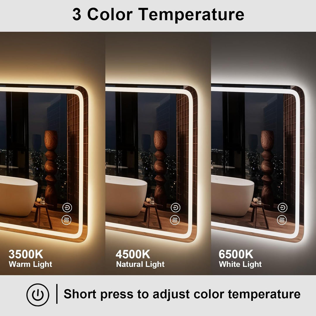 Badspiegel mit Beleuchtung,Spiegel Mit Beleuchtung 80x60cm,LED Badspiegel mit Touch-Schalter,Badezim