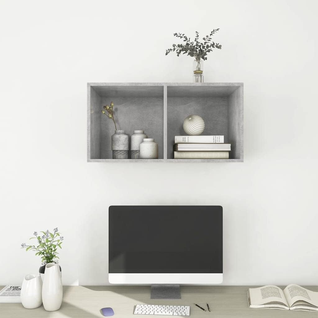 homiuse TV-Wandschrank Betongrau 37x37x72 cm Holzwerkstoff Design TV Board Fernsehschrank Fernsehtis
