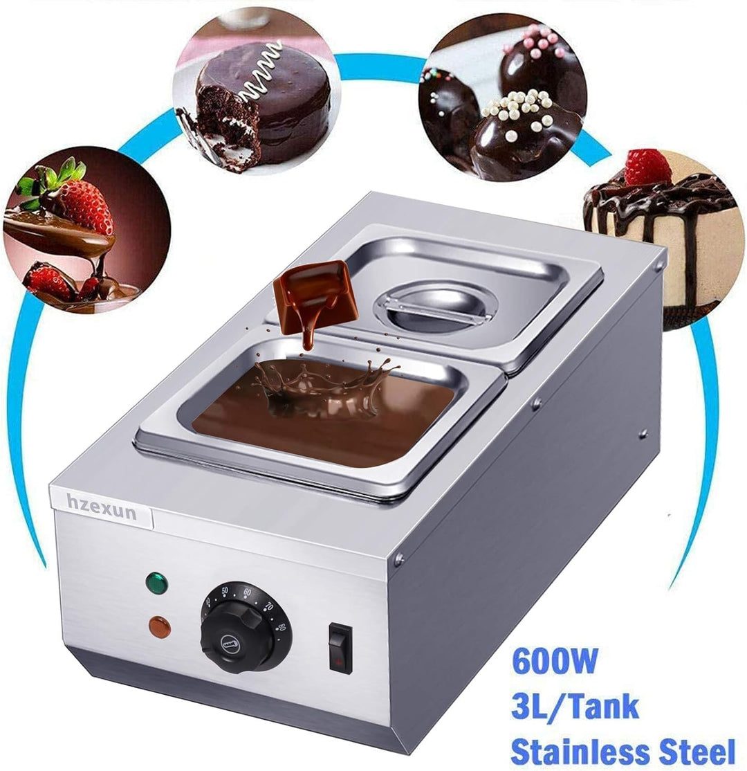 Elektrischer Wasserbad, für Schokolade, Wasserbad, Edelstahl, Kapazität 6 l, 2 Tanks, für den gewerb