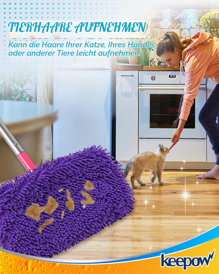 KEEPOW 12 Stück für Swiffer Feuchte Bodentücher - 6 Farben, Zoniert für den Einsatz, Chenille-Materi