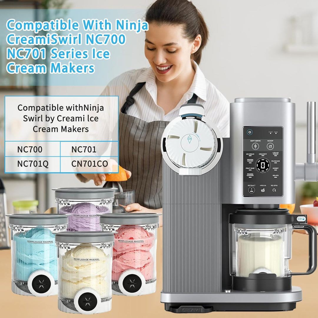 Behälter für Ninja Creami Deluxe Pints,4 Stück Ersatz für Ninja Creami Deluxe Pints und Deckel,Eisbe