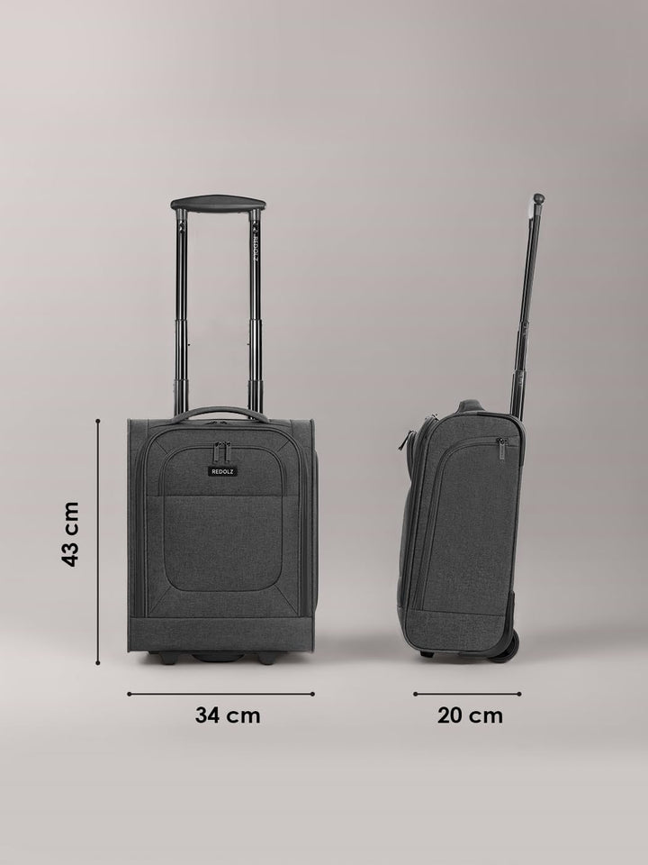 REDOLZ Underseater CABIN XS-Handgepäck-Trolley mit 2 Rollen & Liquid-Bag | 34 x 20 x 43 cm | Weichsc