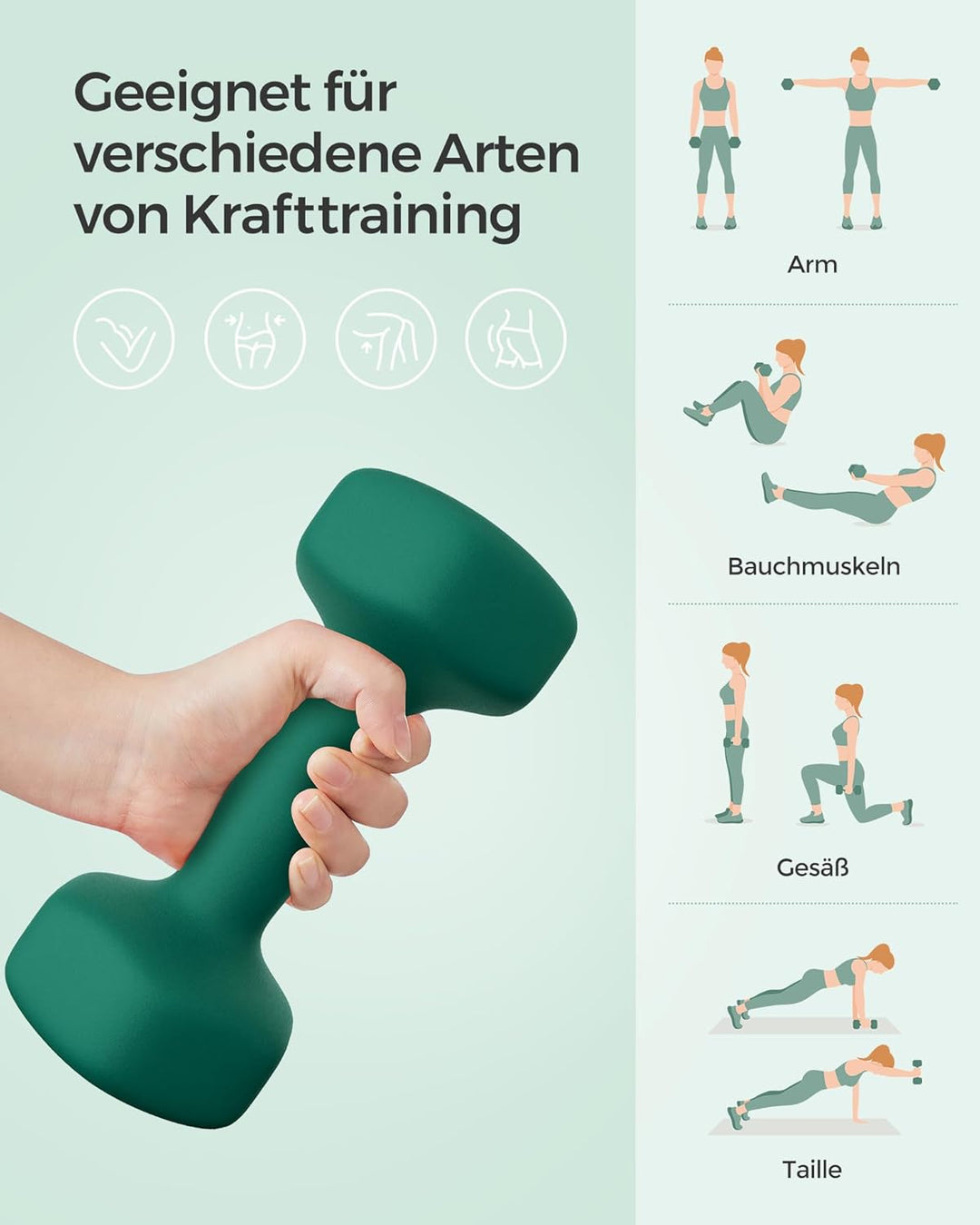 SONGMICS Hanteln, 2er Set, Hantelset, Kurzhanteln, Hexagon, Neopren-Beschichtung, Krafttraining, Wor