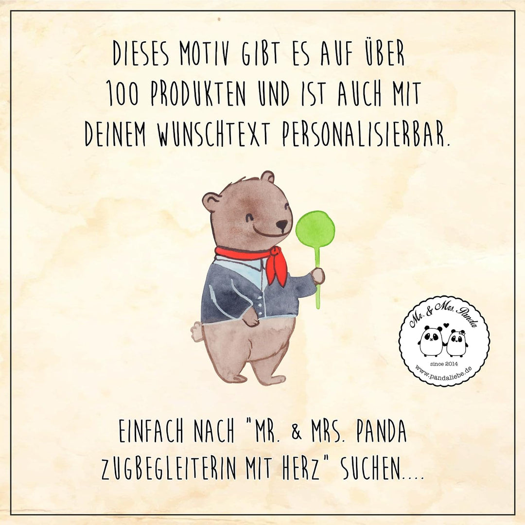 Mr. &amp; Mrs. Panda 50 x 75 cm Fussmatte Zugbegleiterin mit Herz - Geschenk, Rente, Türmatte, Schmutzfä