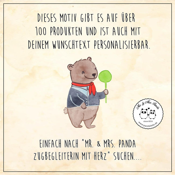 Mr. &amp; Mrs. Panda 50 x 75 cm Fussmatte Zugbegleiterin mit Herz - Geschenk, Rente, Türmatte, Schmutzfä