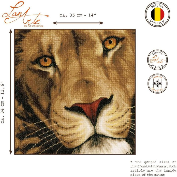 LANARTE PN Zählmusterpackung König der Tiere Zählstoff Kreuzstichpackung, Baumwolle, Mehrfarbig, 35