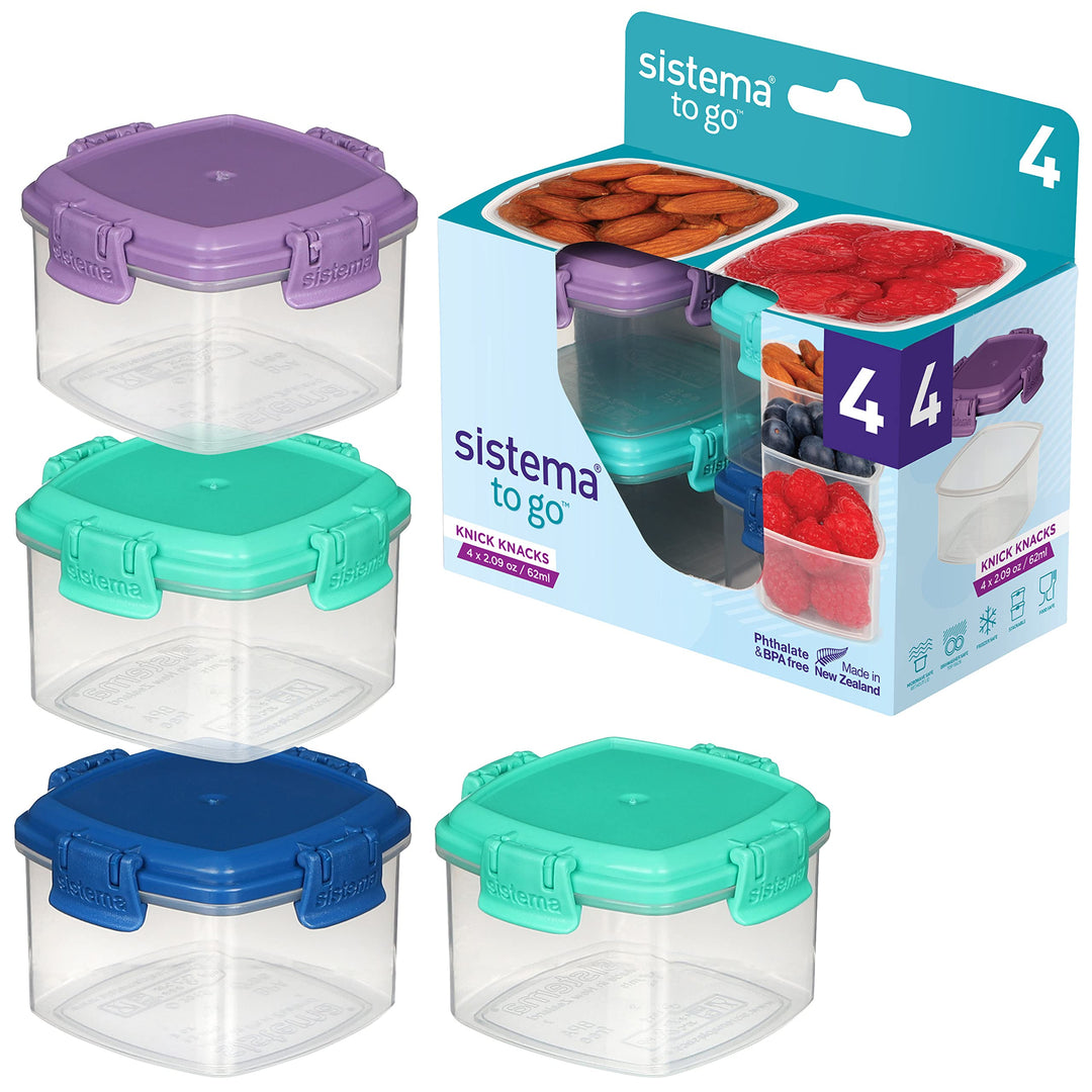 Sistema To Go Knick Knack Frischhaltedosen | 62 ml | stapelbare Snack-Boxen mit Deckel | Gemischte F