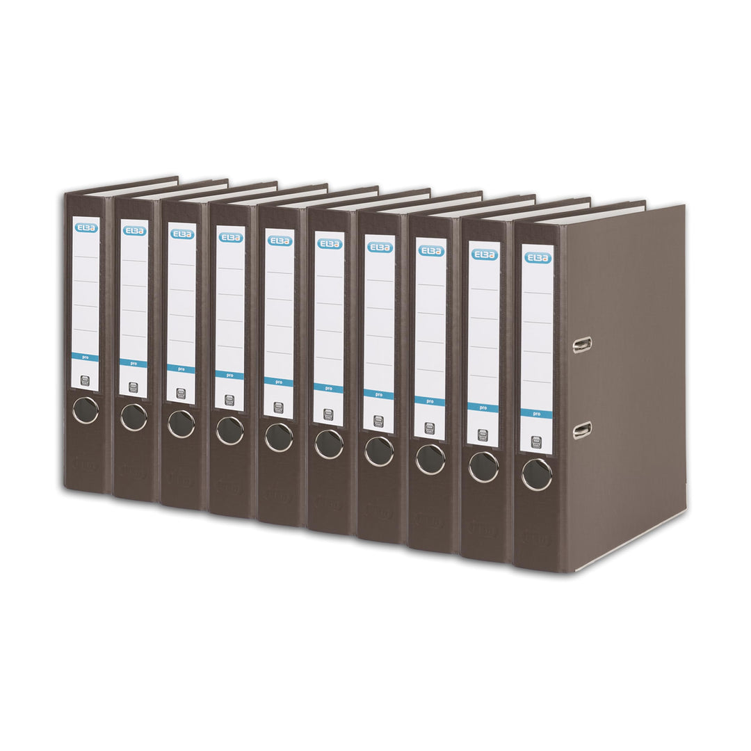 Elba Ordner A4, Smart Pro, 5 cm schmal, Kunststoff aussen, braun, 10 Stück, braun