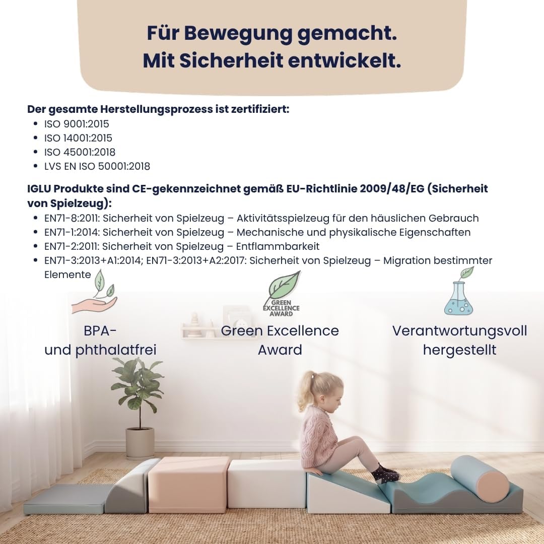IGLU SOFT PLAY Discoverer 7er XXL Kletterbausteine & Schaumstoff-Bausteine Softbausteine Set für Kin