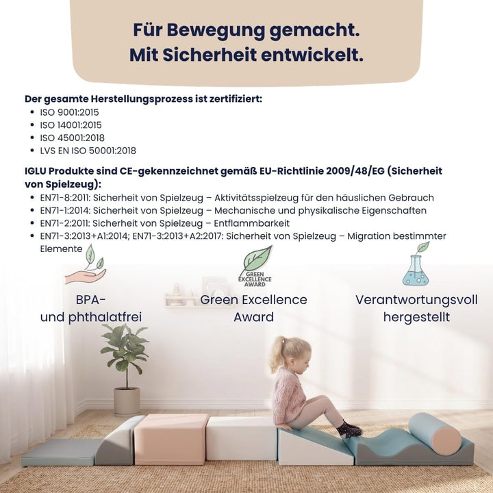 IGLU SOFT PLAY Discoverer 7er XXL Kletterbausteine & Schaumstoff-Bausteine Softbausteine Set für Kin