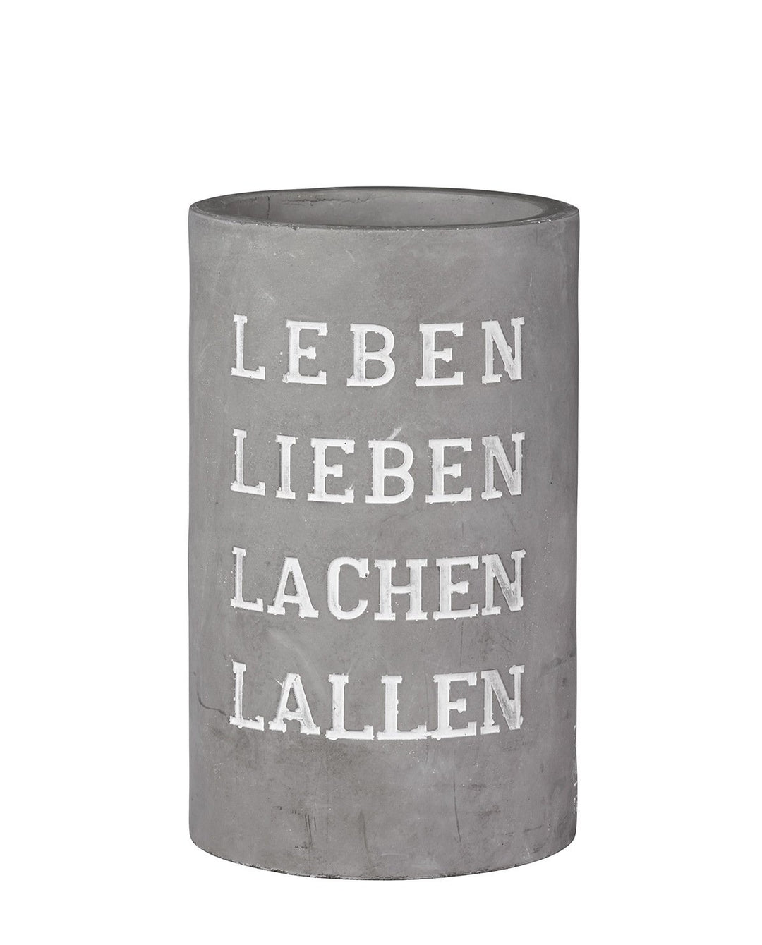 Räder Vino Beton Weinkühler Leben Lieben Lachen Lallen
