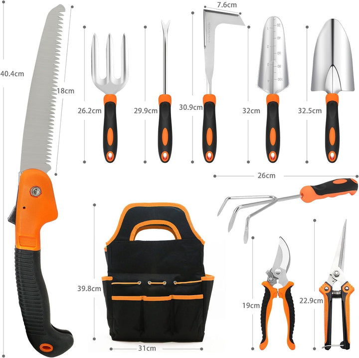 MQHUAYU Gartenwerkzeug Set, 10 Stück Heavy Duty Gartengeräte Set, Gartenset Werkzeug für Gartenarbei