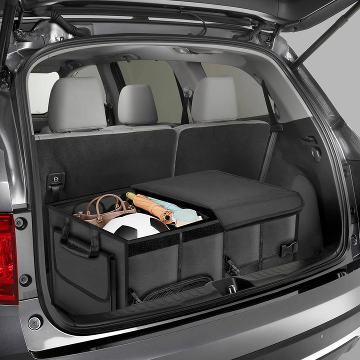 Carehabi Kofferraum Organizer 72L mit Deckel, XXL Faltbare Auto Kofferraumtasche mit Fächern & Tasch