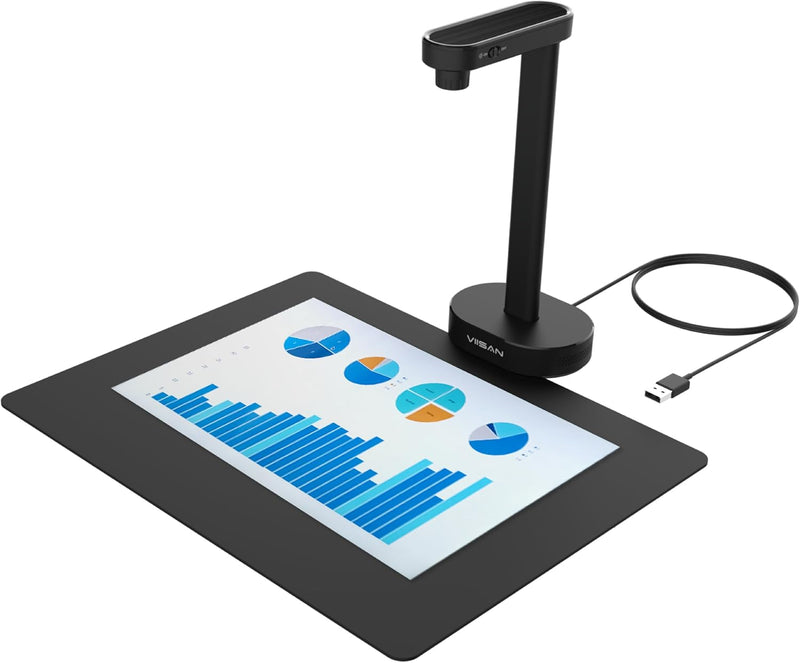 VIISAN Dokumentenscanner, 16MP USB tragbar, Aufnahmegrösse A4, Deskewing, Scannen von mehrseitigen D