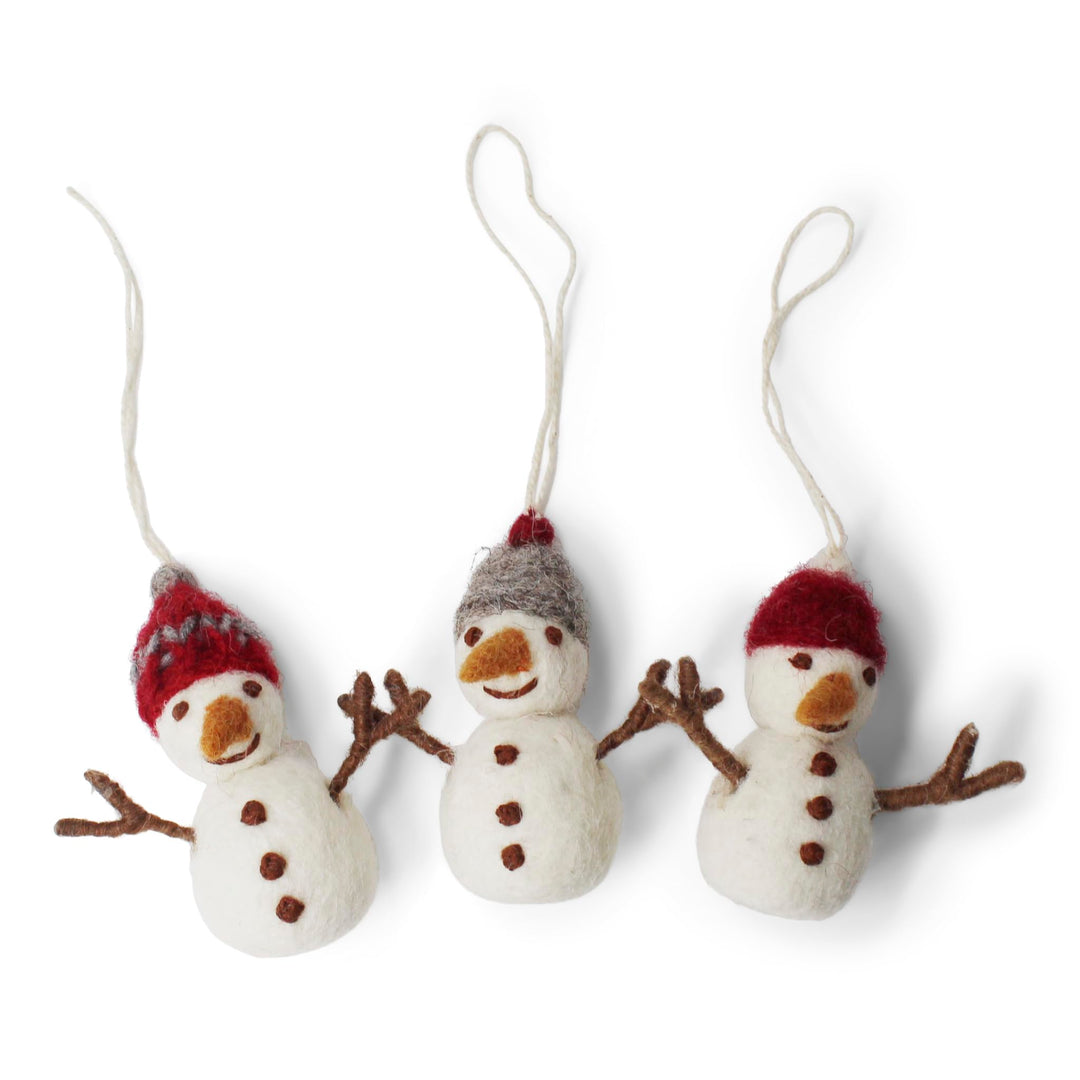Én Gry & Sif Schneemann-Anhänger im Scandi-Stil | handgemacht aus Filz, fair-Trade | Weihnachtsdeko,