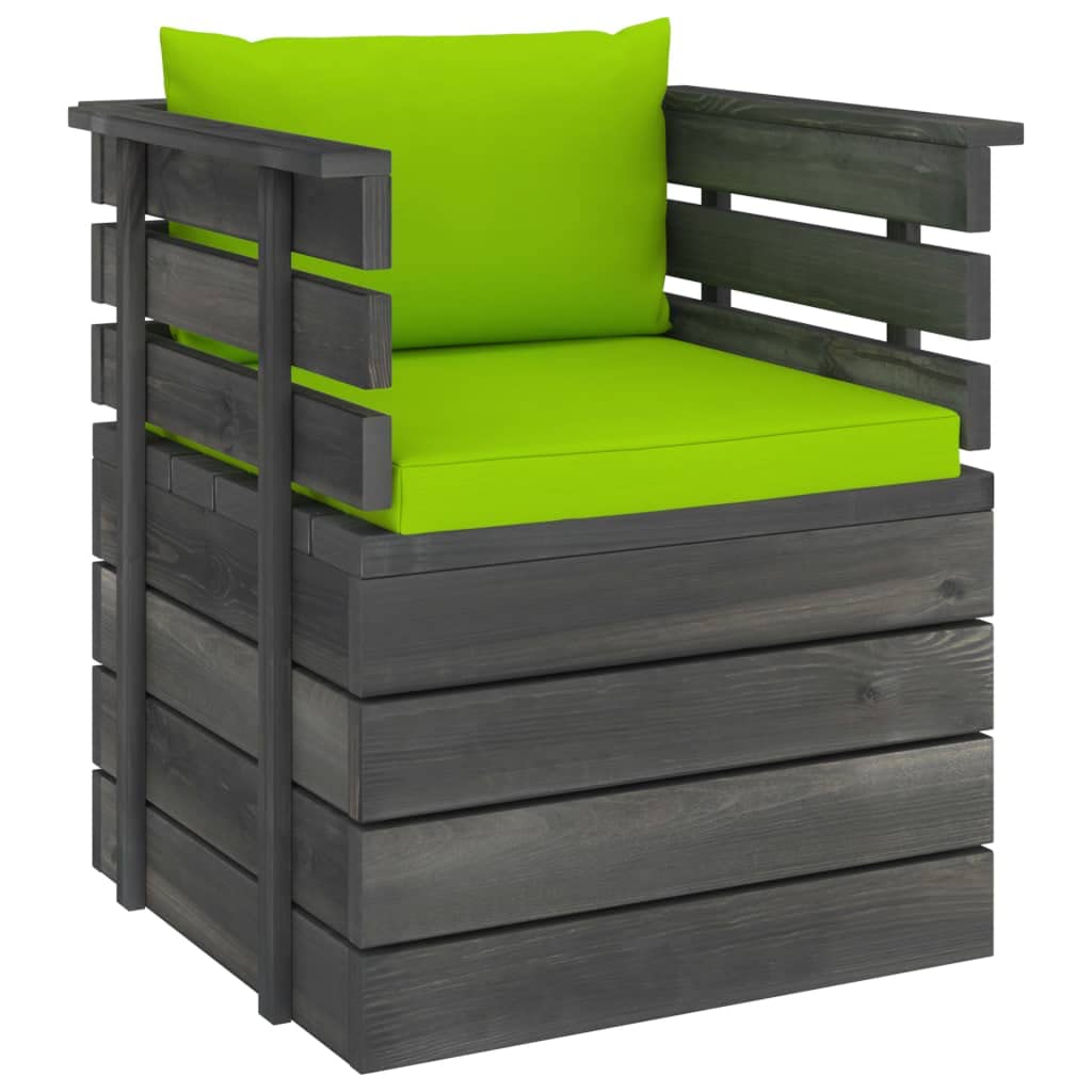 vidaXL Massivholz Gartensessel Loungemöbel Paletten Sessel Gartenmöbel Gartenstuhl Loungesessel mit