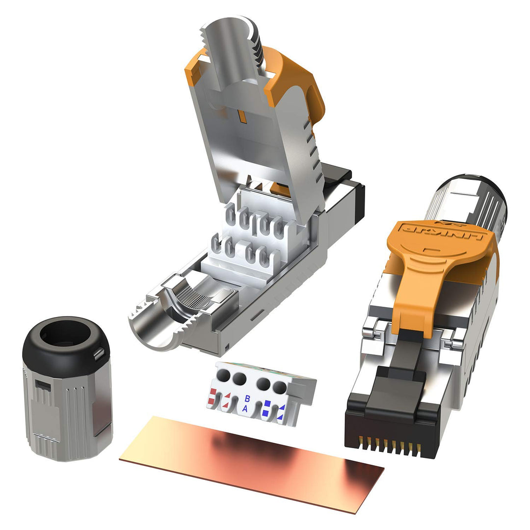 LINKUP - RJ45 Connectors Cat6A (6 Pack) Shielded Metal Die-Cast Field Modular Termination Plug | 10G