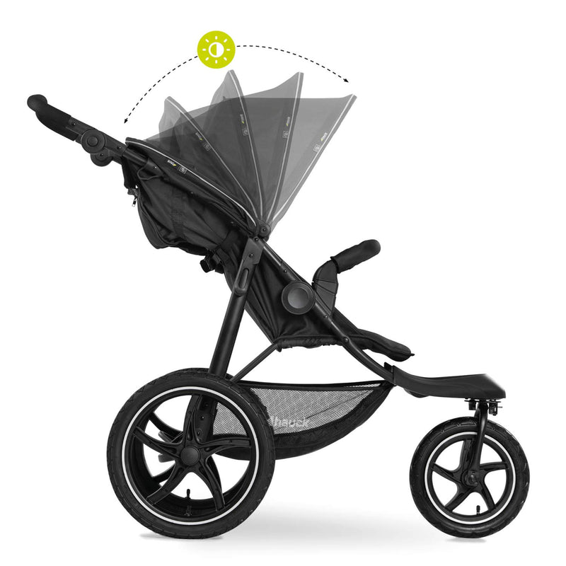 Hauck Kinder Buggy Runner 2, Grosse Luftreifen 3 Rad, Bis 25 kg, mit Liegefunktion und Netzfenster,