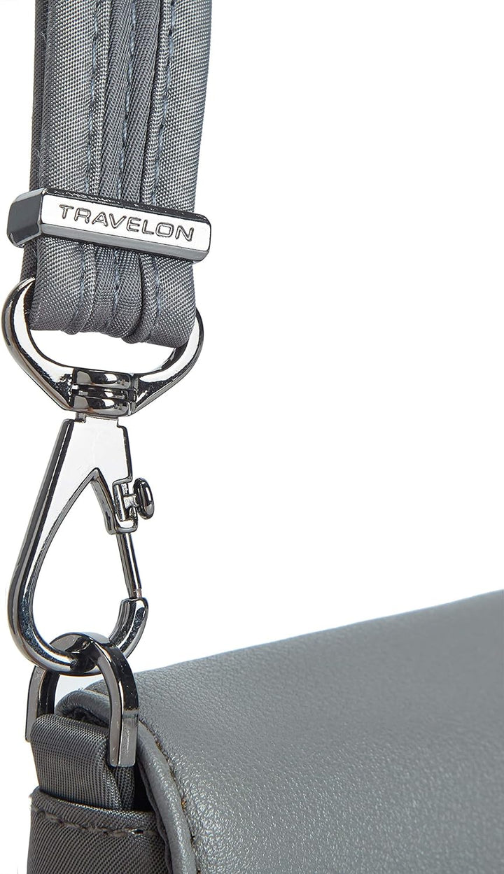 Travelon Unisex Addison Convertible Crossbody, Anti-Diebstahl, Gürteltasche, grau, Grau