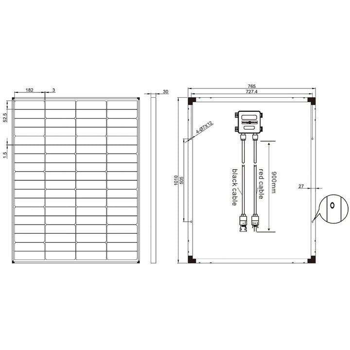 enjoy solar 36V Monokristallines Solarmodul, 182mm Solarzellen Solarpanel ideal für Wohnmobil, Balko