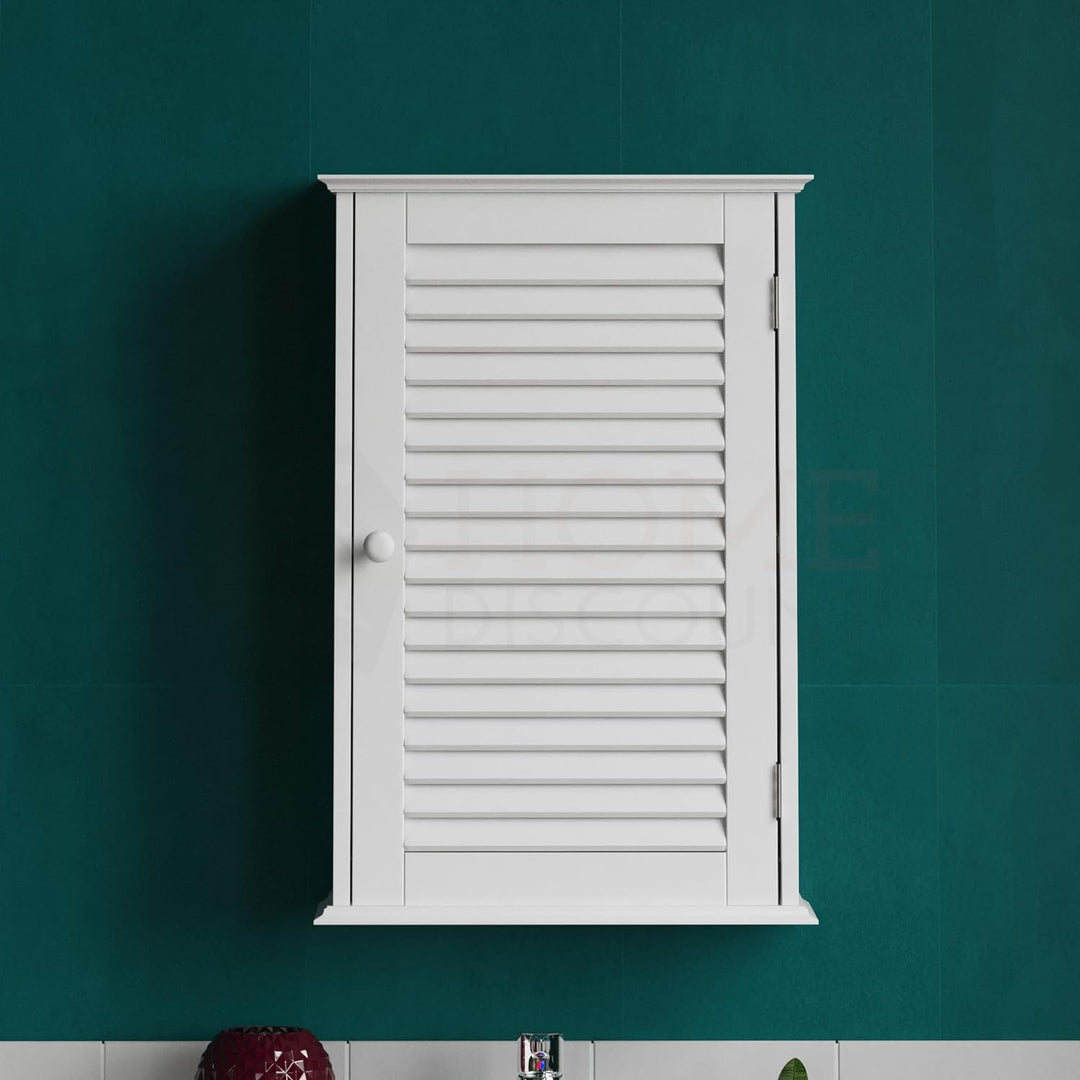 Bath Vida Badezimmerschrank, Einzeltür, Wandmontage, Weiss, Holz Einzeltür, Rollladen, Einzeltür, Ro