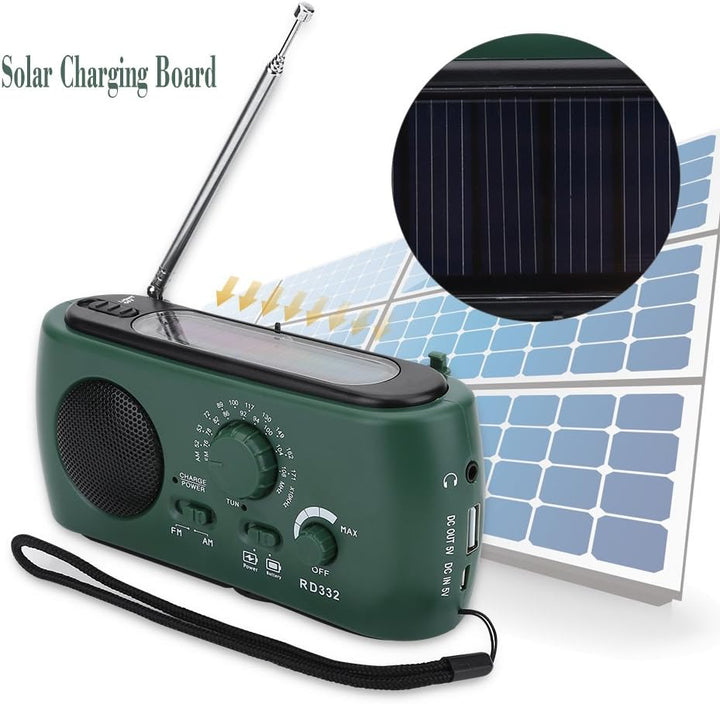 Kurbel Radio Taschenlampe,Tragbare Notradio Solar Power Wiederaufladbare Handkurbel FM/AM Radio 3 LE