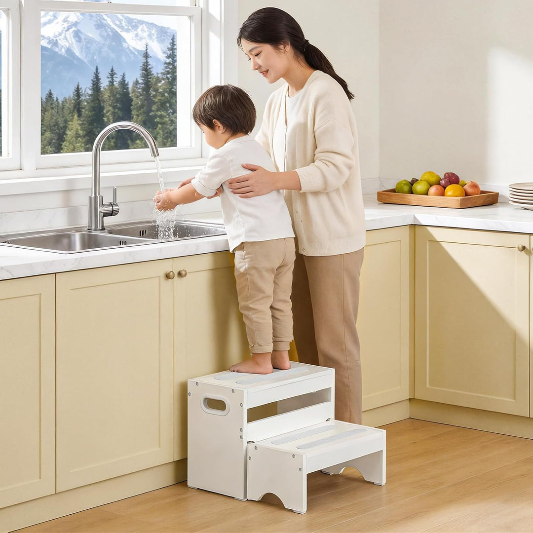 HOOBRO Kinderhocker Set, zweistufiger Tritthocker Kinder, Hocker Kinder, Küchenhelfer Turm, Kindersc