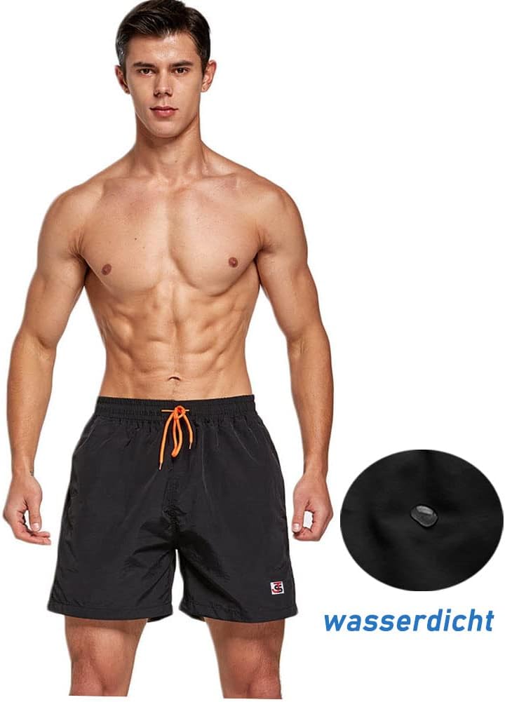JustSun Badehose Herren Schnelltrocknend Boardshorts mit Mesh-Futter und Verstellbarem Tunnelzug L S