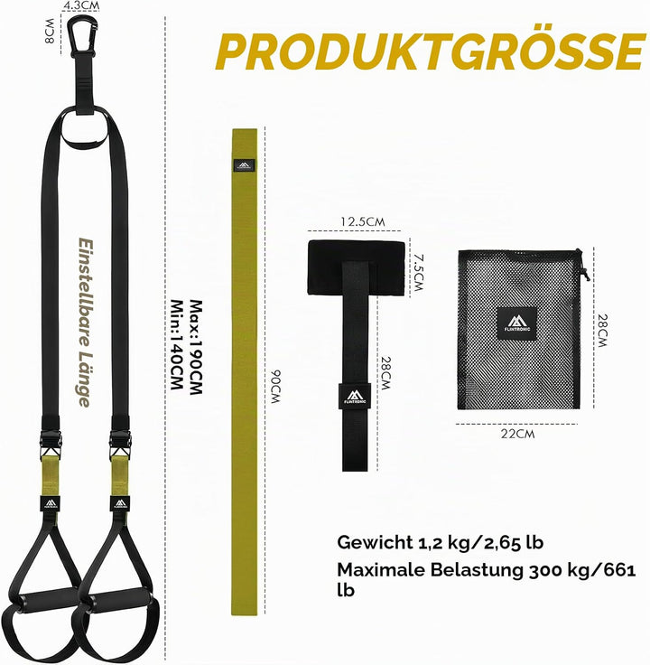 Flintronic Schlingentrainer, Sling Trainer Set für EIN Ganzkörpertraining, Schlingentrainer für Zuha