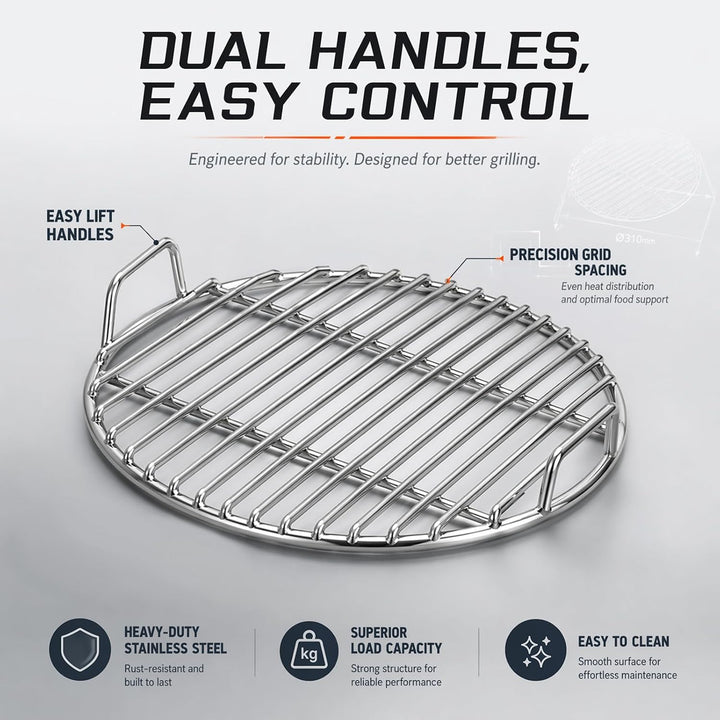 FARYODI Grillrost Ø35cm aus Edelstahl Rund, rostfreies Grillgitter für Kugelgrill, langlebig geschwe