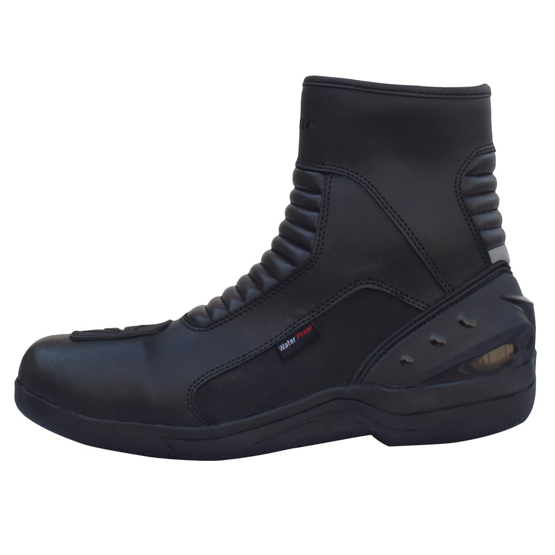 PROANTI Motorradstiefel Leder Motorrad Stiefel kurze Racing Motorradschuhe 44 EU Schwarz, 44 EU Schw