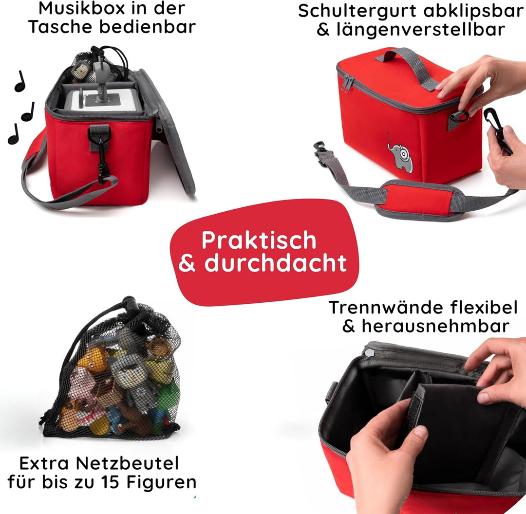 fantifant Musikbox Tasche für Toniebox [ + Netzbeutel für Tonie Aufbewahrung ] Flexible TRANSPORTTAS