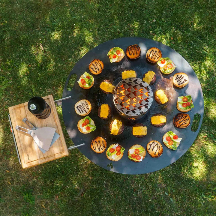 Grillrost.com Das Original Bretthalter für alle Feuerplatten mit 3-12mm Stärke | Buchenholz und Edel