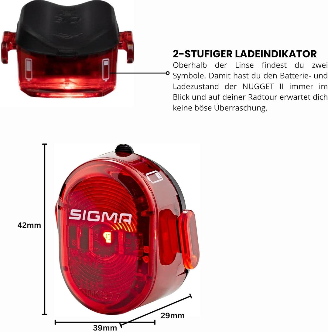 Sigma Sport LED Akku Fahrradbeleuchtung ROADSTER USB / NUGGET II Set, 25 LUX, wiederaufladbare Fahrr