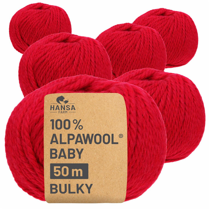 HANSA-FARM | 100% Baby Alpakawolle in 50+ Farben (kratzfrei) - 300g Set (6 x 50g) - weiche Alpaka Wo