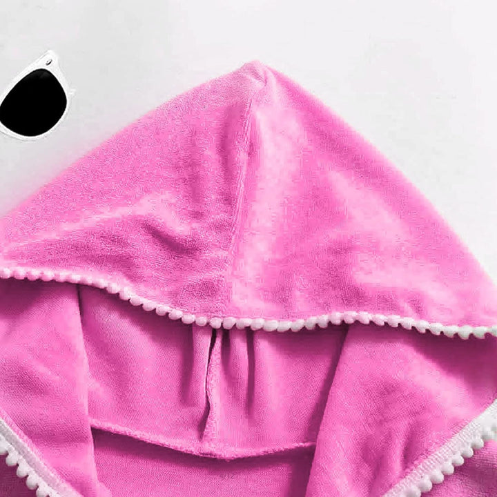 Mädchen Kurzarm Frottee Badeponcho mit Seitentaschen Lila Reissverschluss Surf Poncho, Kapuzen-Badem
