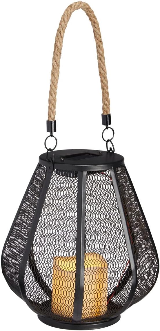 Lights4fun Solar Laterne schwarz Metall orientalisch 24cm, 24cm