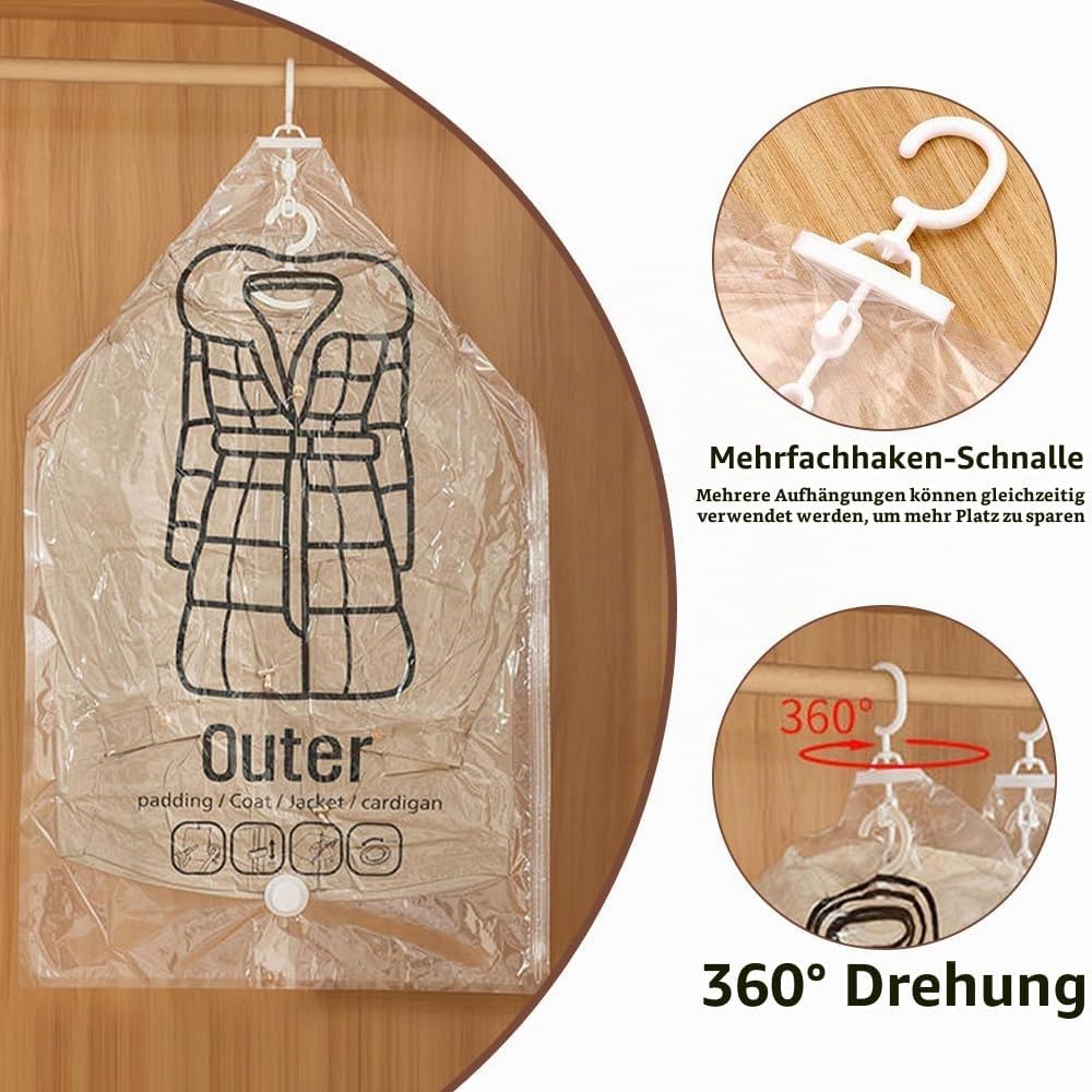 Vakuumbeutel zum Aufhängen, 5 Stück Hängend Vakuumbeutel mit Staubsauger Handpumpe Platzsparende Vak