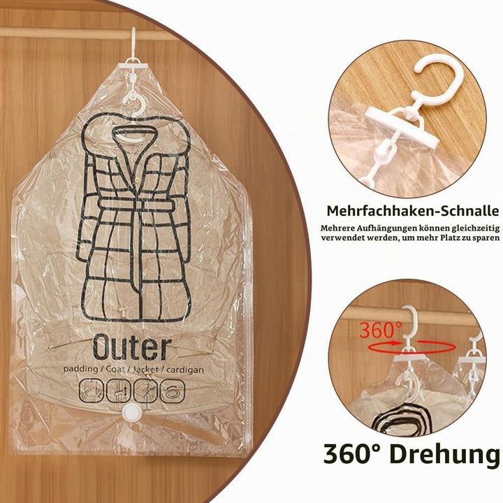 Vakuumbeutel zum Aufhängen, 5 Stück Hängend Vakuumbeutel mit Staubsauger Handpumpe Platzsparende Vak