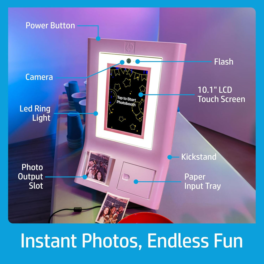 HP Sprocket Fotobox-Maschine Sofort-Farb-Fotodrucker (Pink) Papier-Paket + Zink 3,5 x 4,25” Zink-Sel