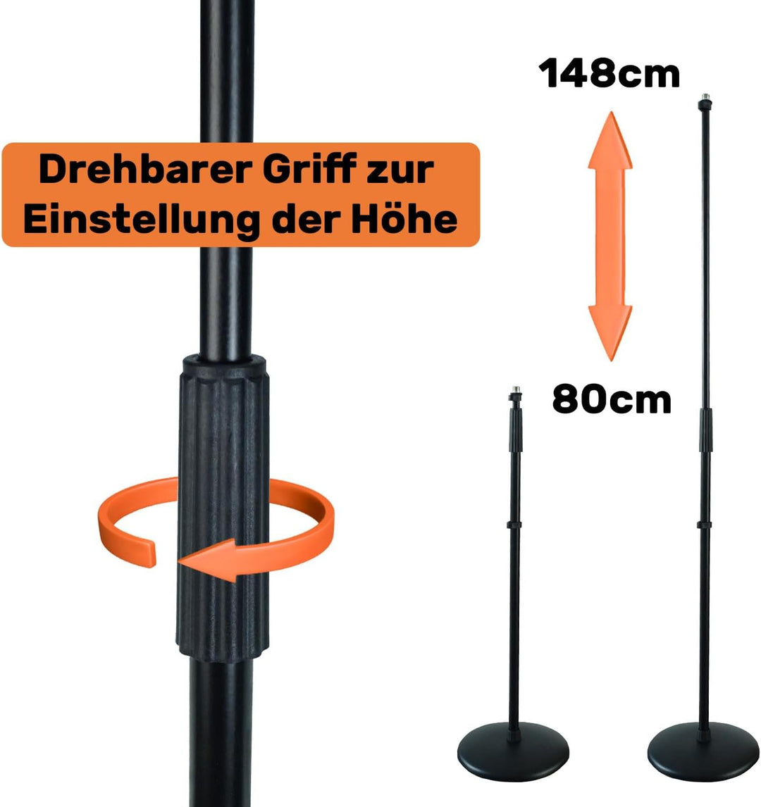 keepdrum MS015 Mikrofonständer gerade mit Rundsockel Tellerfuss MS015 Gerade, MS015 Gerade