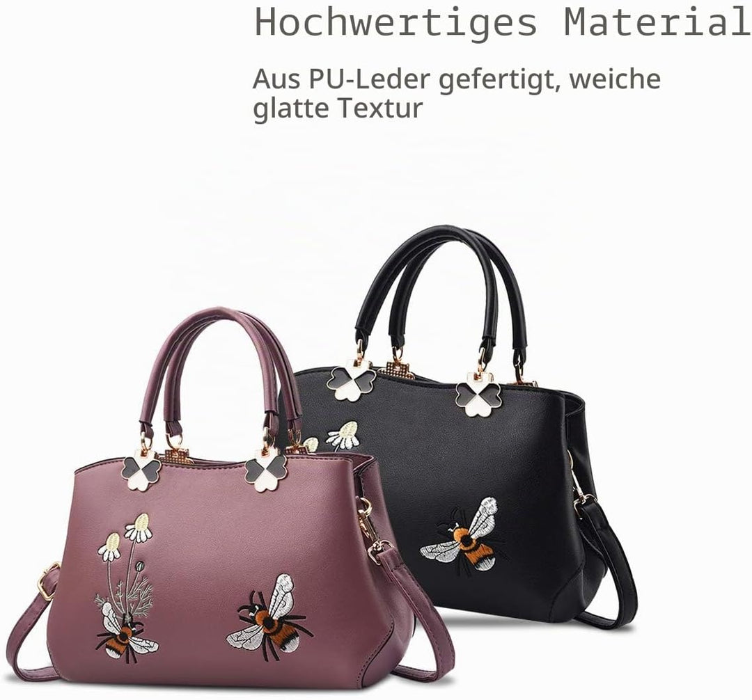 NICOLE&amp;DORIS Handtaschen Damen Mode Schultertasche Geldbörse Retro Umhängetasche Frau Tote Stickerei
