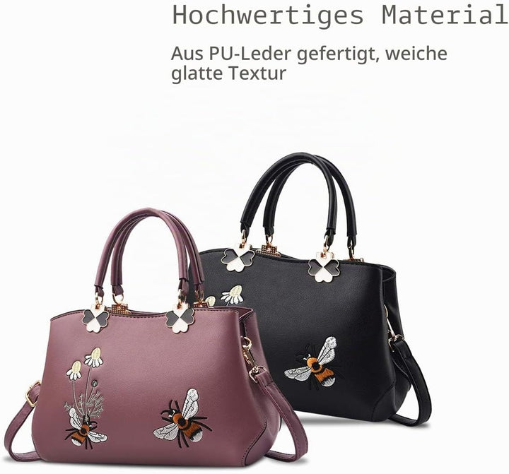 NICOLE&amp;DORIS Handtaschen Damen Mode Schultertasche Geldbörse Retro Umhängetasche Frau Tote Stickerei
